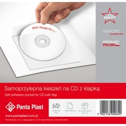 Kieszeń samoprzylepna na cd/dvd z klapką panta plast/10 szt.