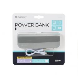 Powerbank - ładowarka przenośna platinet, 7200mah srebrna + kabel usb-microusb