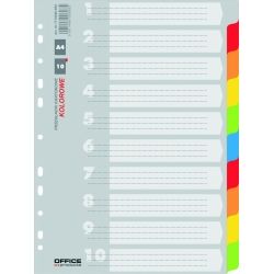 Przekładki a-4 office products kolor karton 10+1 / 21071011-99x