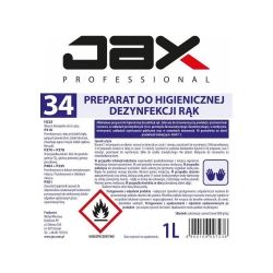 Preparat jax34 do higienicznej dezynfekcji rąk 1l